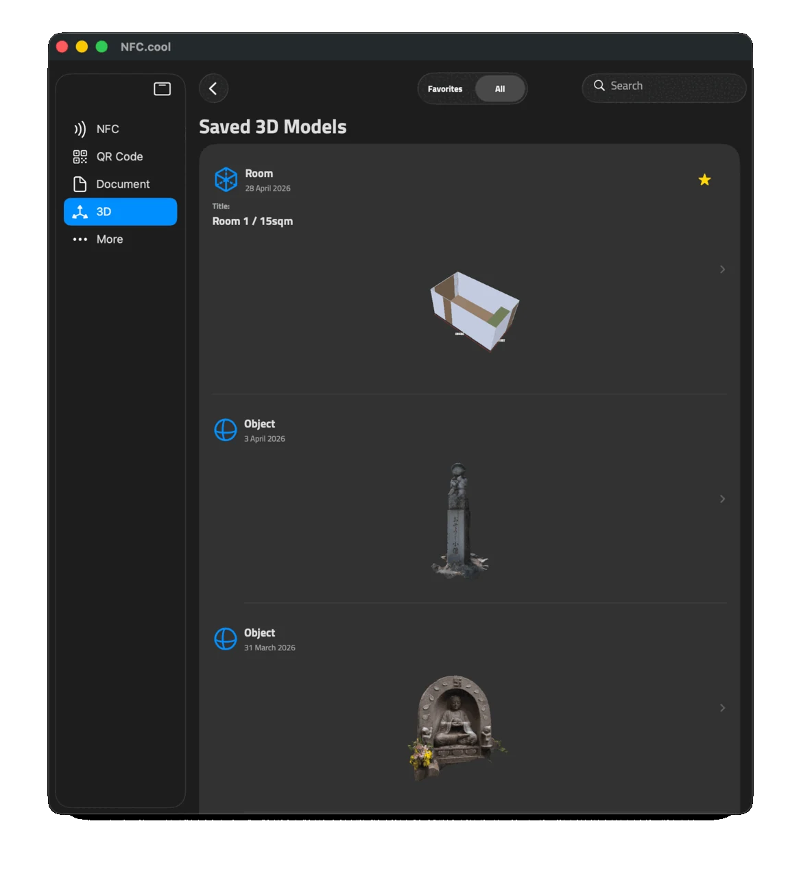 Saved 3D Models synced via iCloud