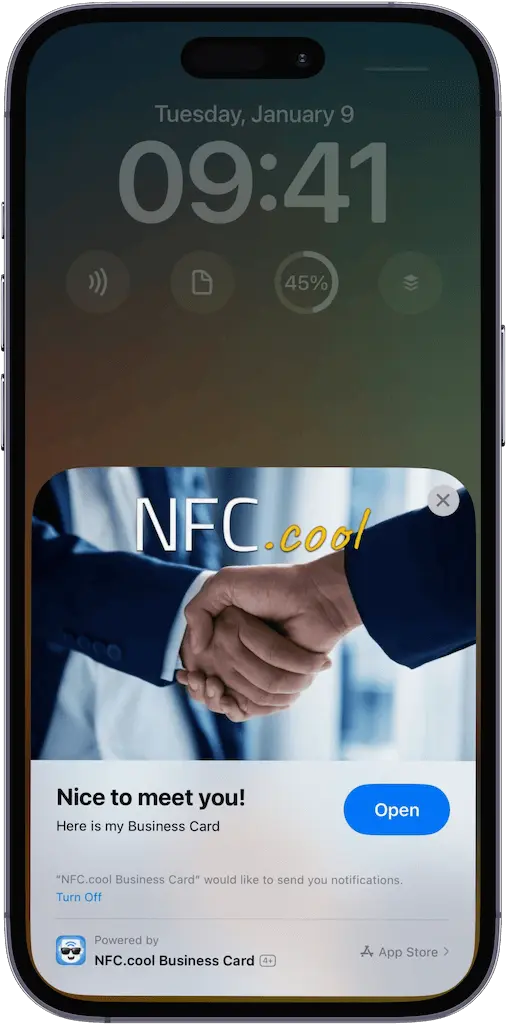 AppClip card on the iPhone Lock Screen - Nice to meet you, Here is my Business Card